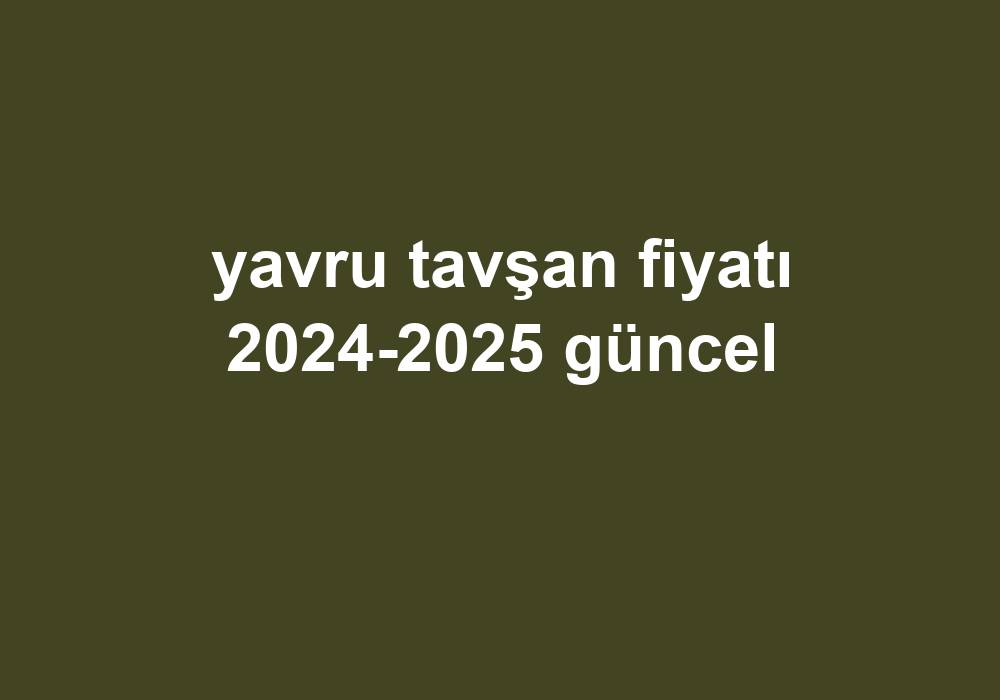 Yavru Tavşan Fiyatı 2024-2025 Güncel