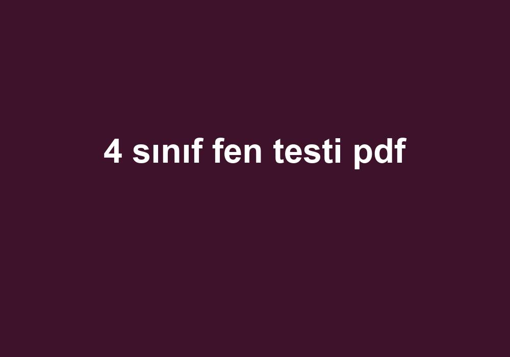 4 Sınıf Fen Testi Pdf